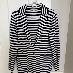 LOFT Black and White Striped Blazer